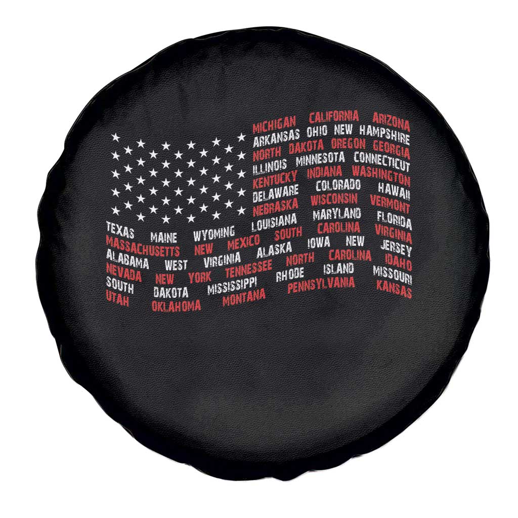 Vintage American Flag 50 States Spare Tire Cover Patriotic Gift TS12 Print Your Wear