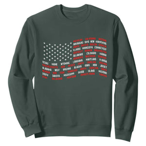 Vintage American Flag 50 States Sweatshirt Patriotic Gift TS12 Dark Forest Green Print Your Wear