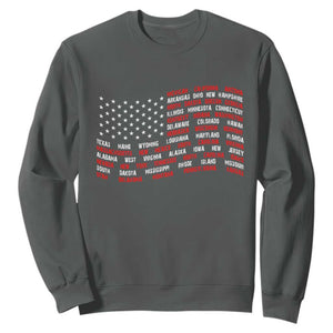 Vintage American Flag 50 States Sweatshirt Patriotic Gift TS12 Dark Heather Print Your Wear