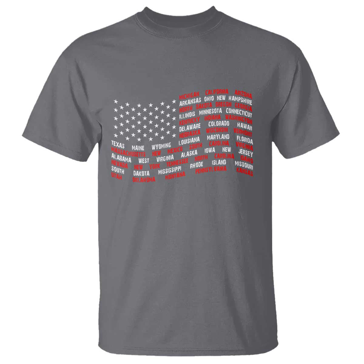 Vintage American Flag 50 States T Shirt Patriotic Gift TS12 Charcoal Print Your Wear