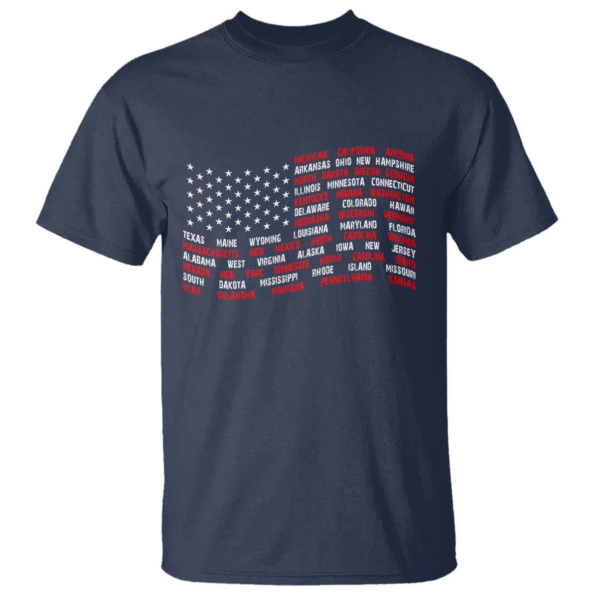 Vintage American Flag 50 States T Shirt Patriotic Gift TS12 Navy Print Your Wear