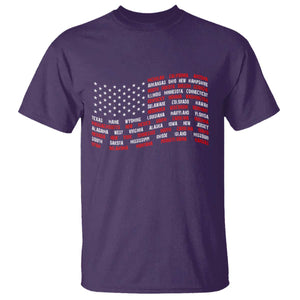 Vintage American Flag 50 States T Shirt Patriotic Gift TS12 Purple Print Your Wear