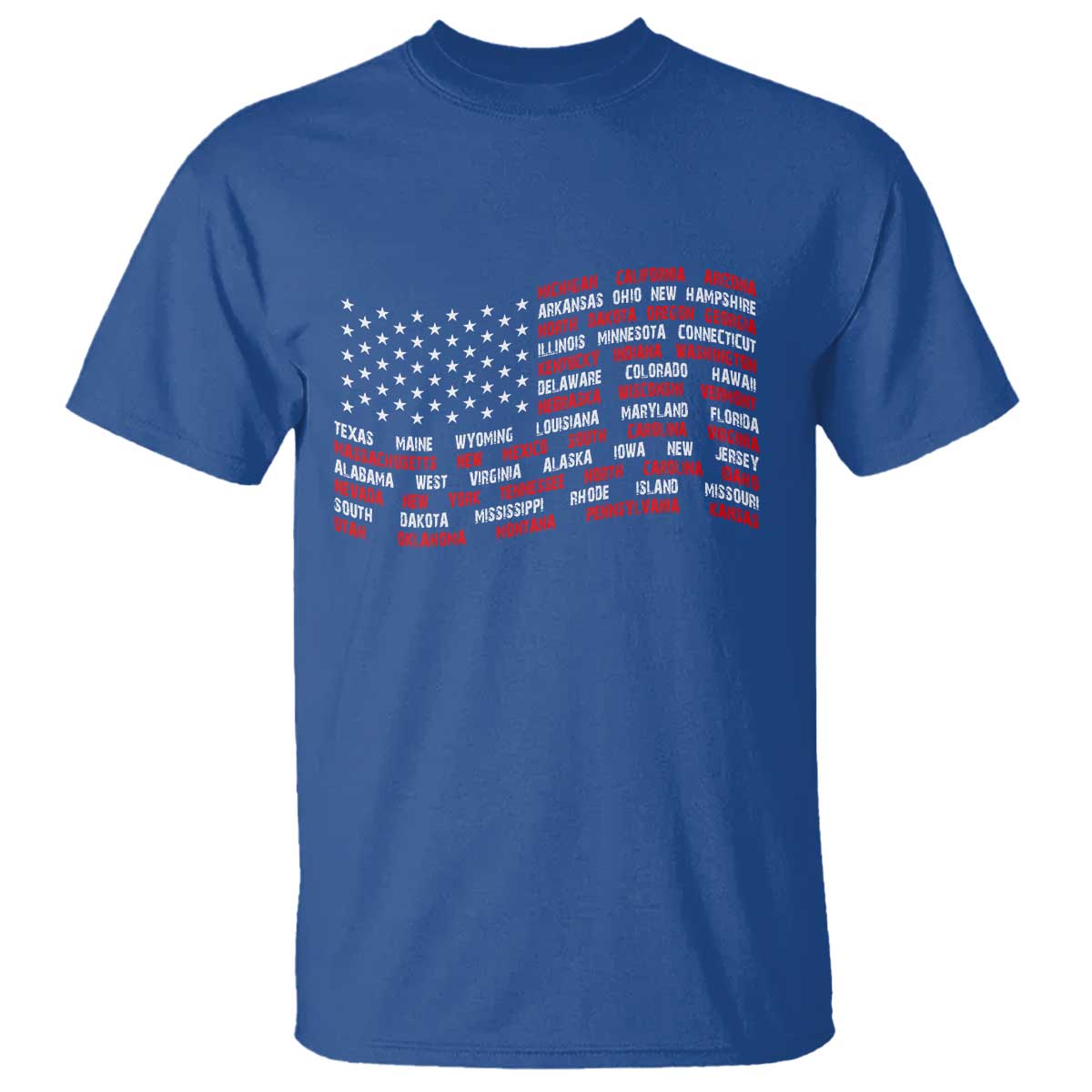 Vintage American Flag 50 States T Shirt Patriotic Gift TS12 Royal Blue Print Your Wear