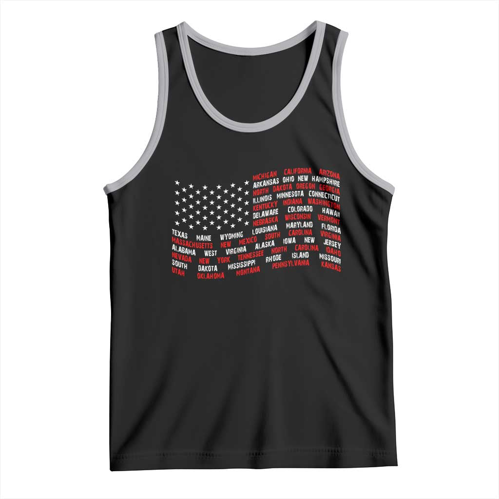 Vintage American Flag 50 States Tank Top Patriotic Gift TS12 Black Athletic Heather Print Your Wear