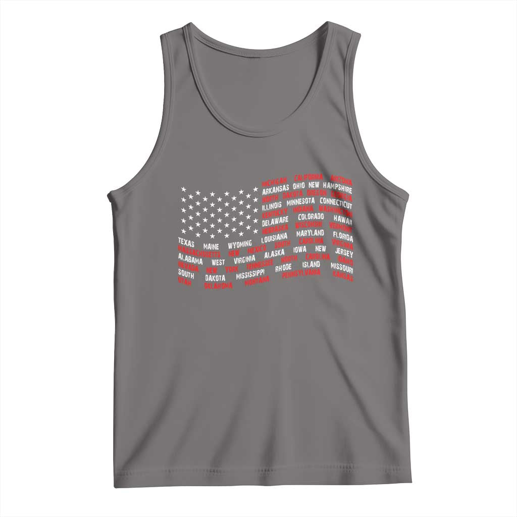 Vintage American Flag 50 States Tank Top Patriotic Gift TS12 Deep Heather Print Your Wear