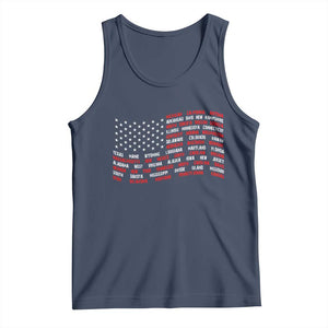 Vintage American Flag 50 States Tank Top Patriotic Gift TS12 Navy Print Your Wear