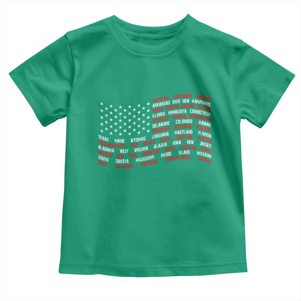 Vintage American Flag 50 States Toddler T Shirt Patriotic Gift TS12 Irish Green Print Your Wear