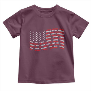 Vintage American Flag 50 States Toddler T Shirt Patriotic Gift TS12 Maroon Print Your Wear
