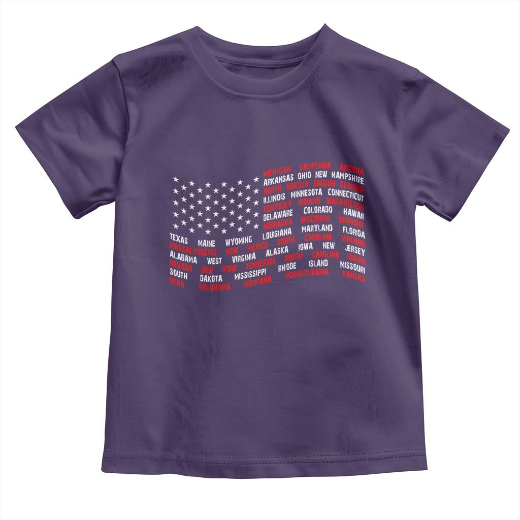 Vintage American Flag 50 States Toddler T Shirt Patriotic Gift TS12 Purple Print Your Wear