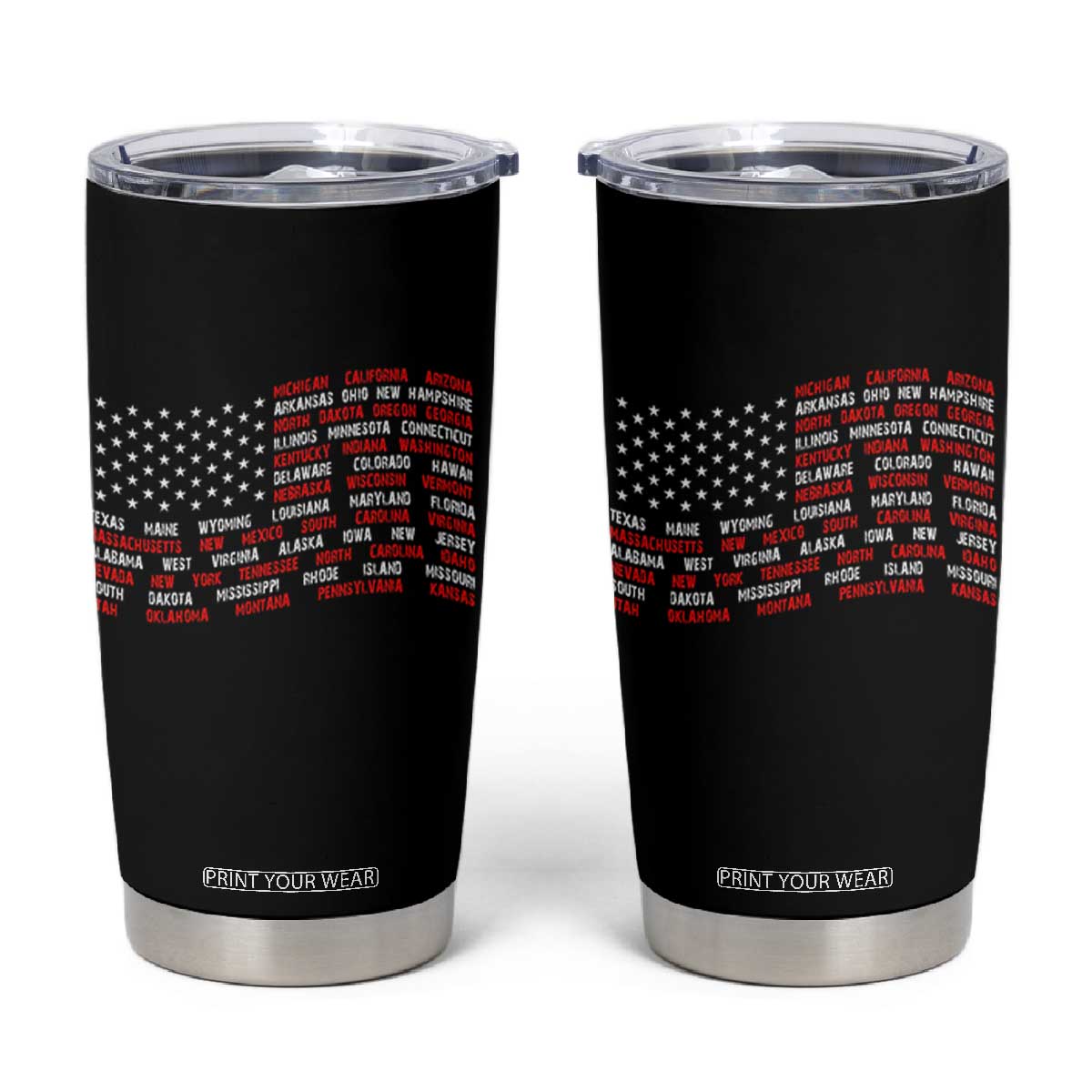 Vintage American Flag 50 States Tumbler Cup Patriotic Gift TS12 Black Print Your Wear