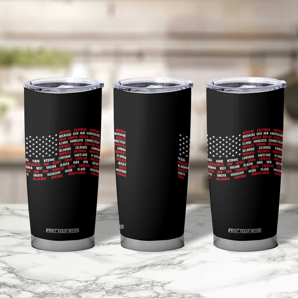 Vintage American Flag 50 States Tumbler Cup Patriotic Gift TS12 Print Your Wear