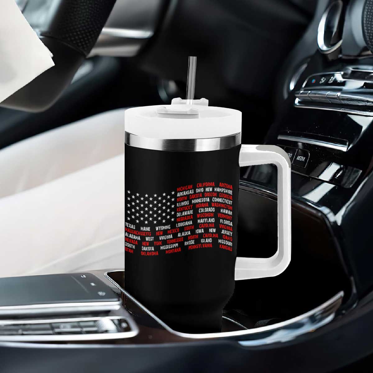 Vintage American Flag 50 States Tumbler With Handle Patriotic Gift TS12 Print Your Wear