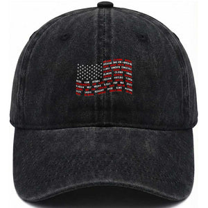 Vintage American Flag 50 States Washed Cotton Baseball Cap Patriotic Gift TS12 Washed Cap Universal Fit Black Print Your Wear
