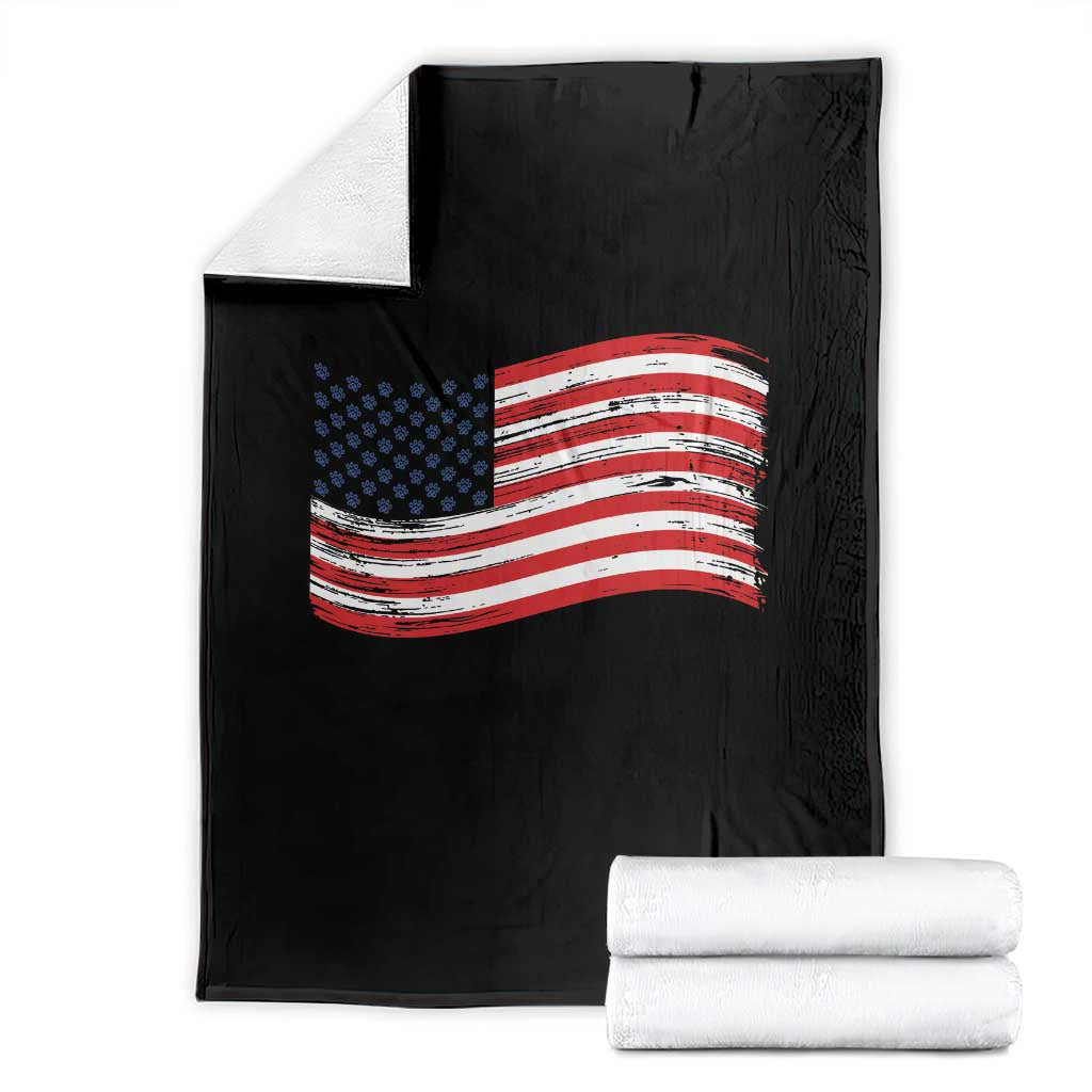 Vintage Patriotic American Flag Dog And Cat Paw Throw Blanket Gift For Pet Lover TS12 Black Print Your Wear