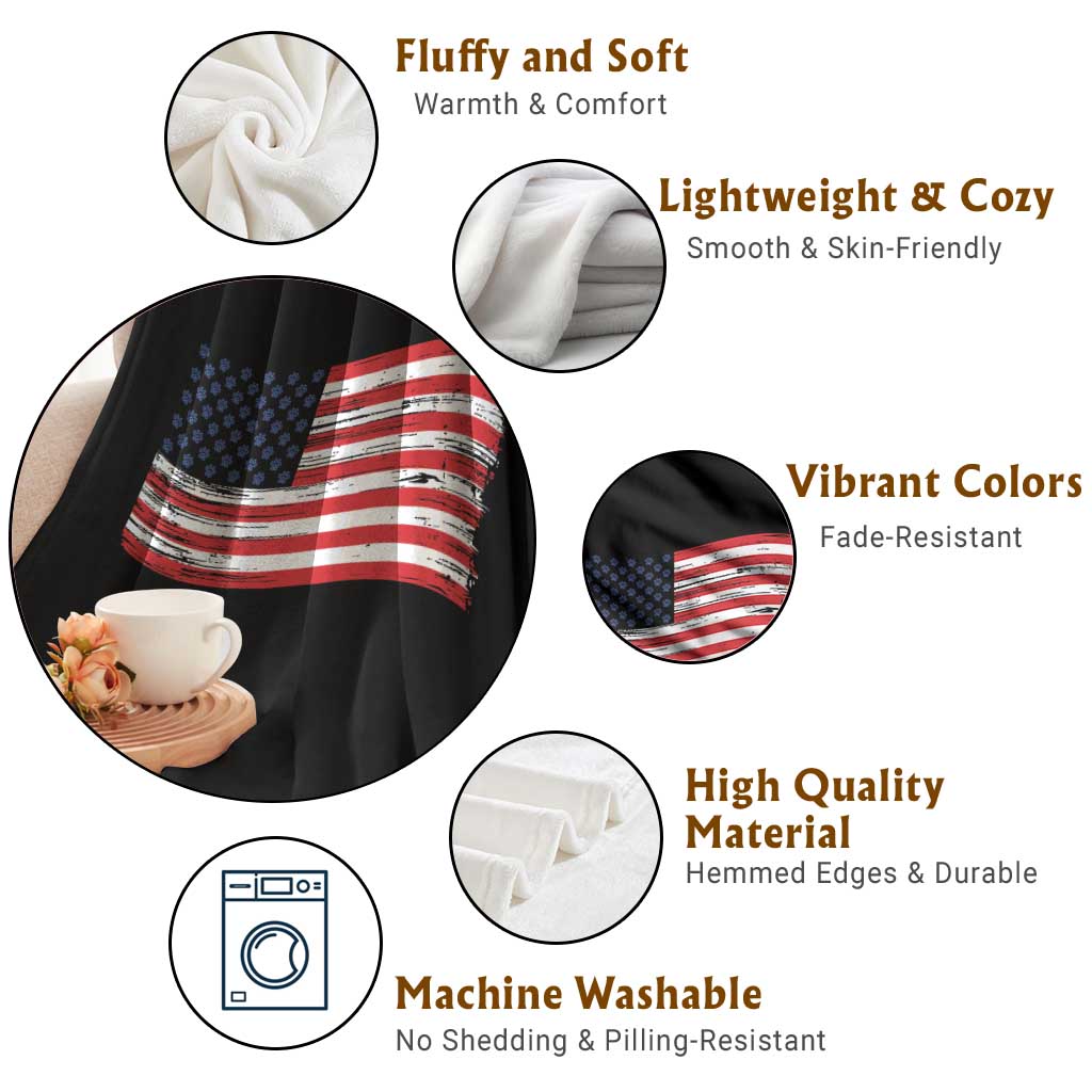 Vintage Patriotic American Flag Dog And Cat Paw Throw Blanket Gift For Pet Lover TS12 Print Your Wear