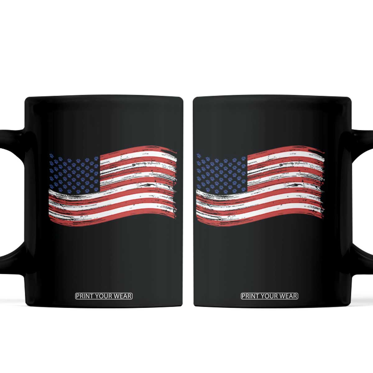 Vintage Patriotic American Flag Dog And Cat Paw Coffee Mug Gift For Pet Lover TS12 Black Print Your Wear