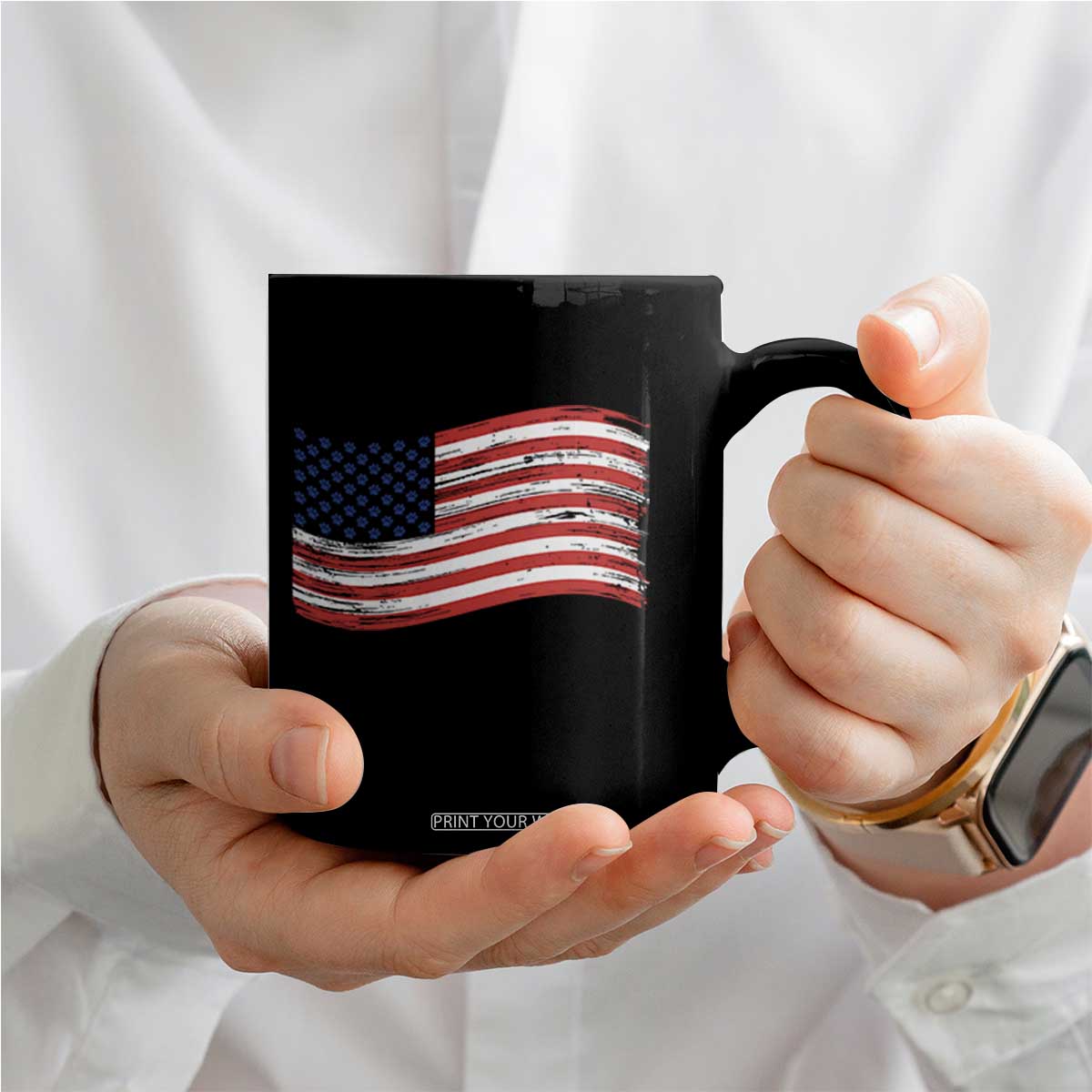 Vintage Patriotic American Flag Dog And Cat Paw Coffee Mug Gift For Pet Lover TS12 Print Your Wear