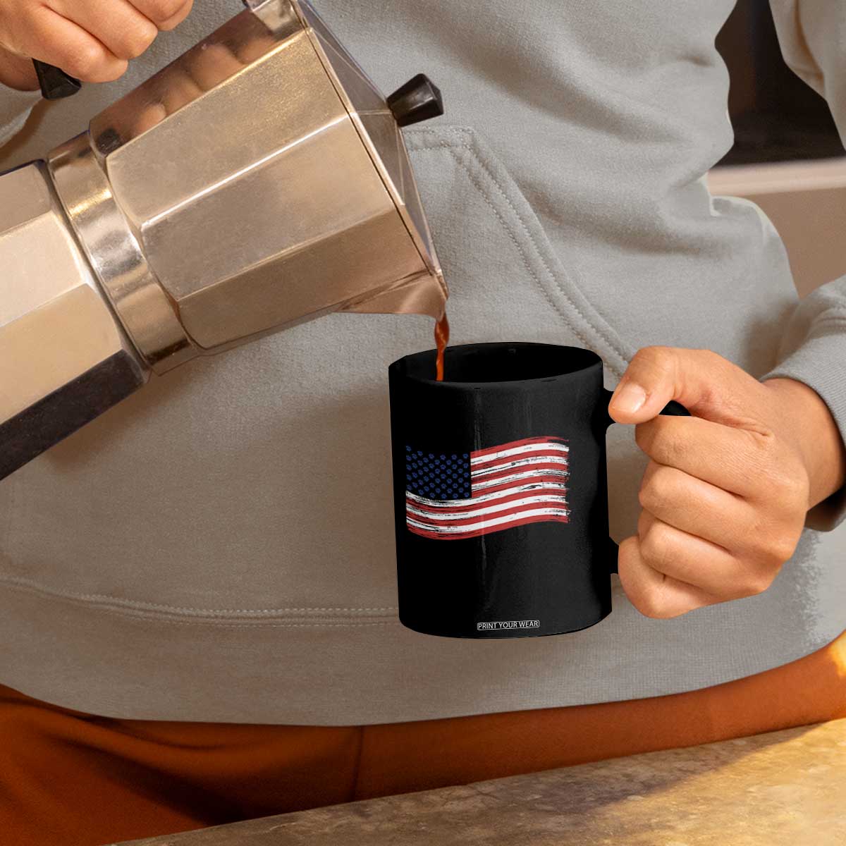 Vintage Patriotic American Flag Dog And Cat Paw Coffee Mug Gift For Pet Lover TS12 Print Your Wear