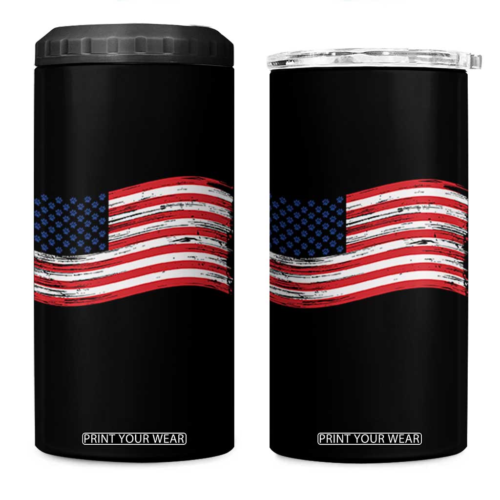 Vintage Patriotic American Flag Dog And Cat Paw 4 in 1 Can Cooler Tumbler Gift For Pet Lover TS12 One Size: 16 oz Black Print Your Wear