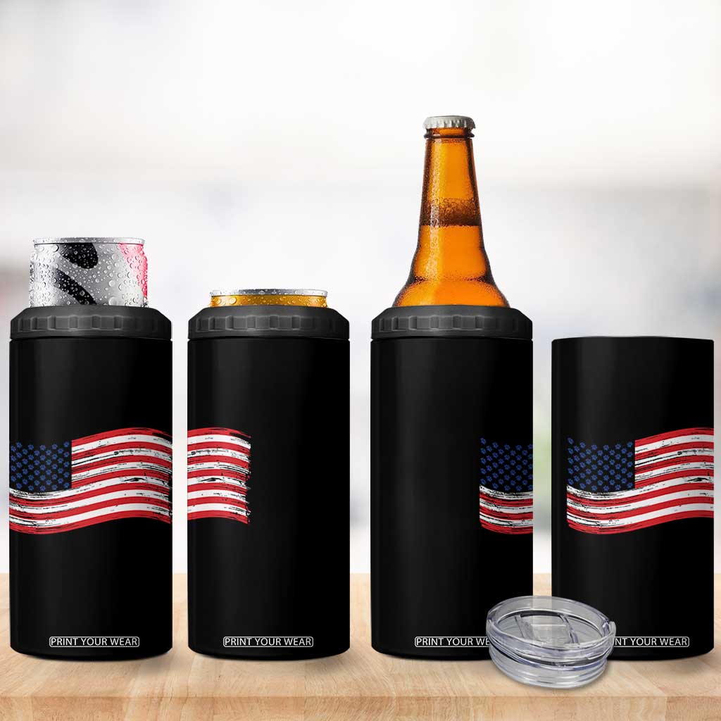 Vintage Patriotic American Flag Dog And Cat Paw 4 in 1 Can Cooler Tumbler Gift For Pet Lover TS12 Print Your Wear