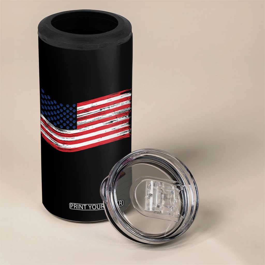 Vintage Patriotic American Flag Dog And Cat Paw 4 in 1 Can Cooler Tumbler Gift For Pet Lover TS12 Print Your Wear