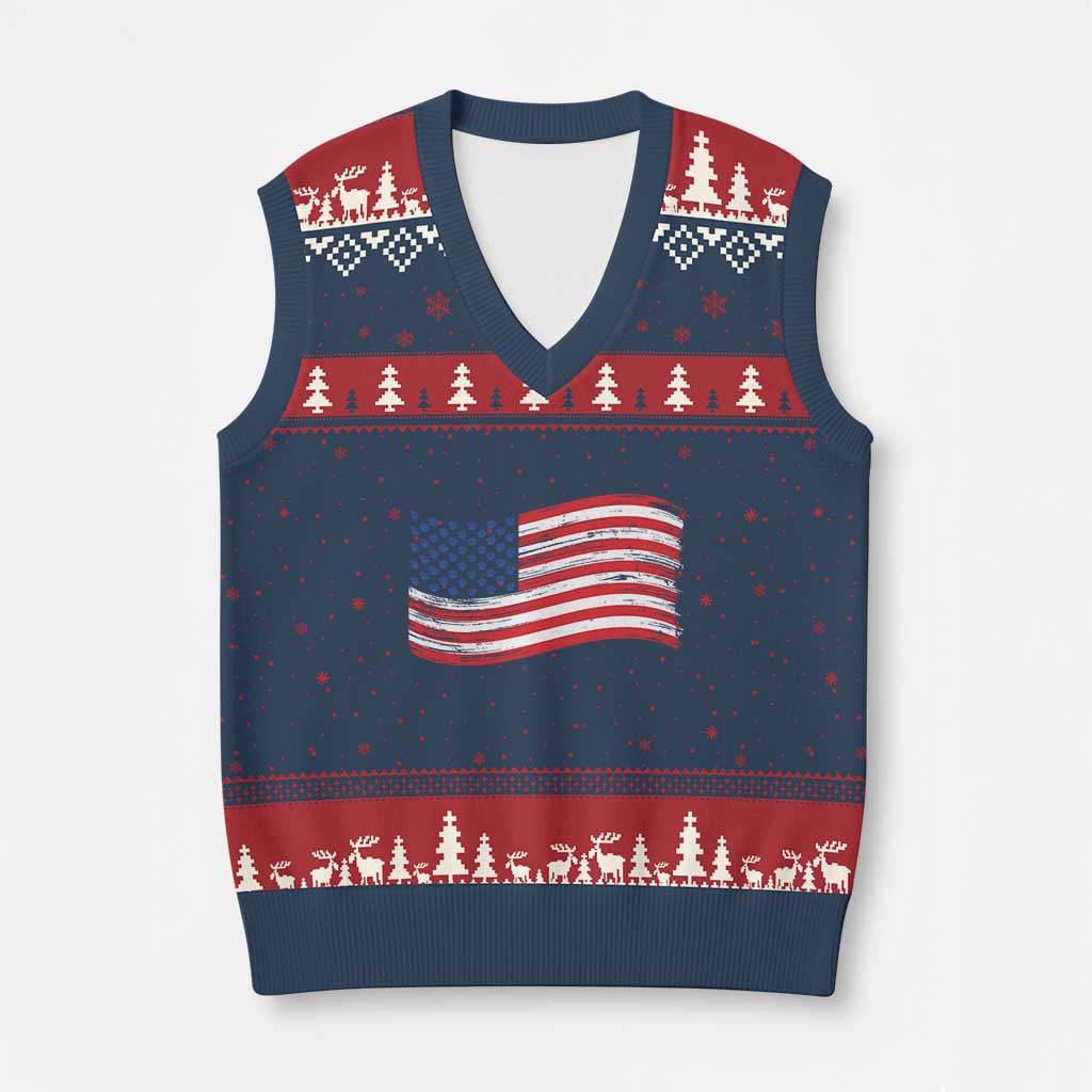 Vintage Patriotic American Flag Dog And Cat Paw V-Neck Knit Sweater Vest Gift For Pet Lover TS12 Navy Red Print Your Wear
