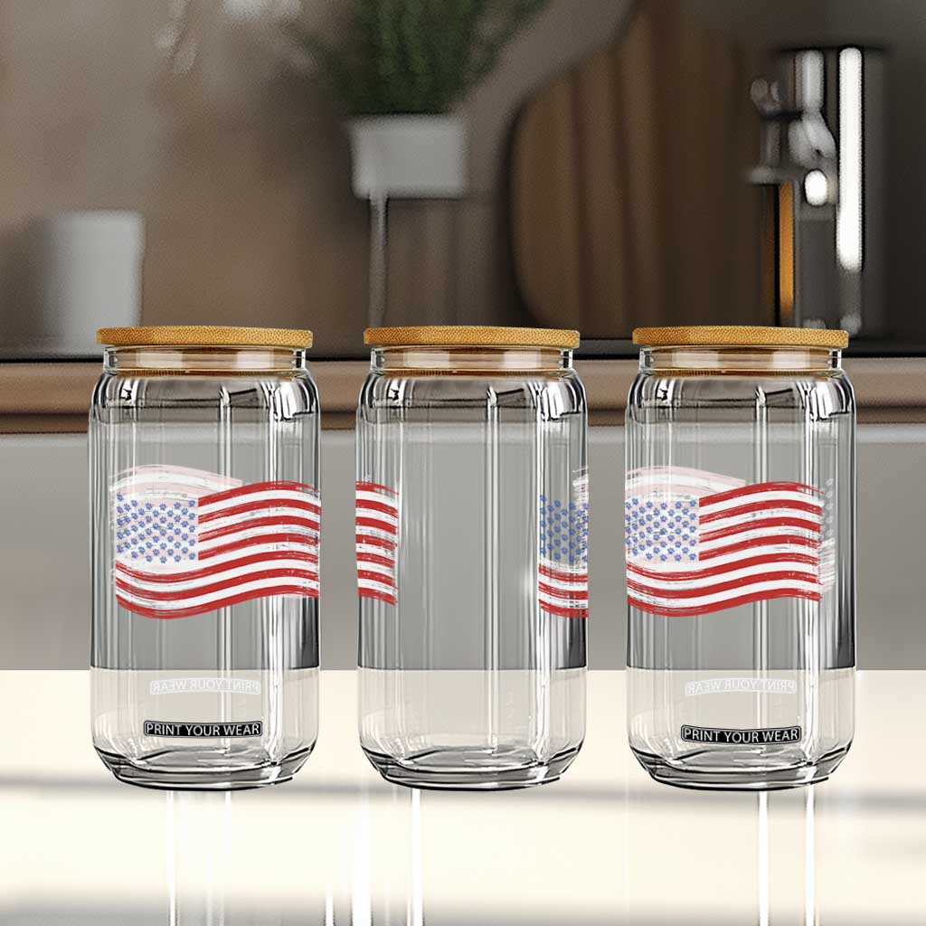 Vintage Patriotic American Flag Dog And Cat Paw Glass Can Gift For Pet Lover TS12 Print Your Wear