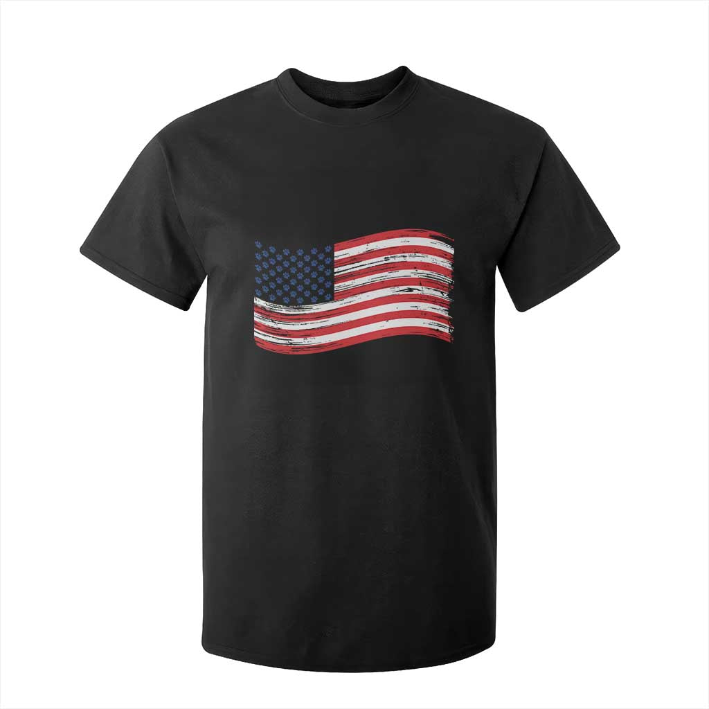 Vintage Patriotic American Flag Dog And Cat Paw T Shirt For Kid Gift For Pet Lover TS12 Black Print Your Wear