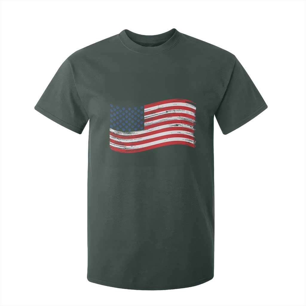 Vintage Patriotic American Flag Dog And Cat Paw T Shirt For Kid Gift For Pet Lover TS12 Dark Forest Green Print Your Wear