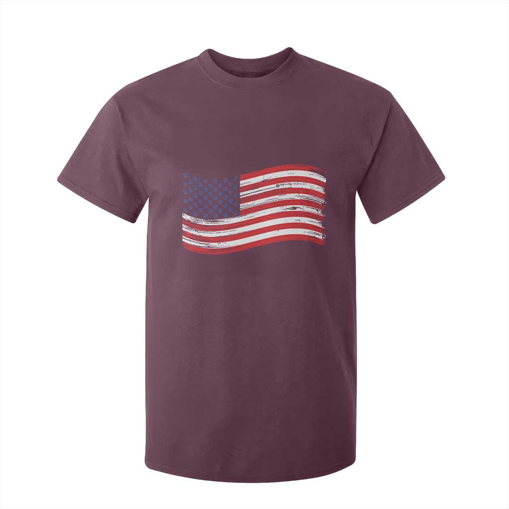 Vintage Patriotic American Flag Dog And Cat Paw T Shirt For Kid Gift For Pet Lover TS12 Maroon Print Your Wear