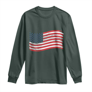 Vintage Patriotic American Flag Dog And Cat Paw Long Sleeve Shirt Gift For Pet Lover TS12 Dark Forest Green Print Your Wear