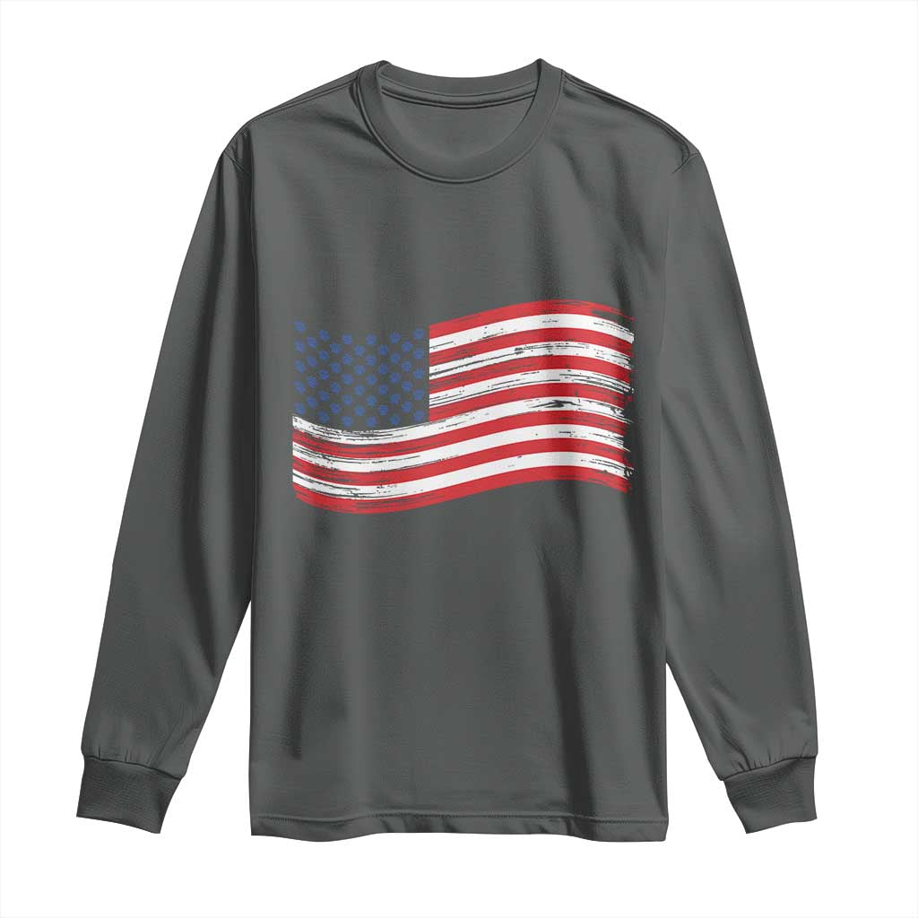 Vintage Patriotic American Flag Dog And Cat Paw Long Sleeve Shirt Gift For Pet Lover TS12 Dark Heather Print Your Wear