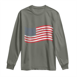 Vintage Patriotic American Flag Dog And Cat Paw Long Sleeve Shirt Gift For Pet Lover TS12 Military Green Print Your Wear