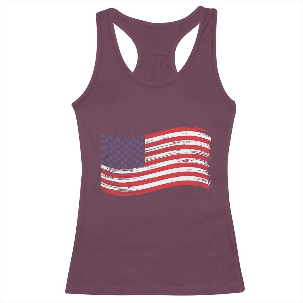 Vintage Patriotic American Flag Dog And Cat Paw Racerback Tank Top Gift For Pet Lover TS12 Maroon Print Your Wear