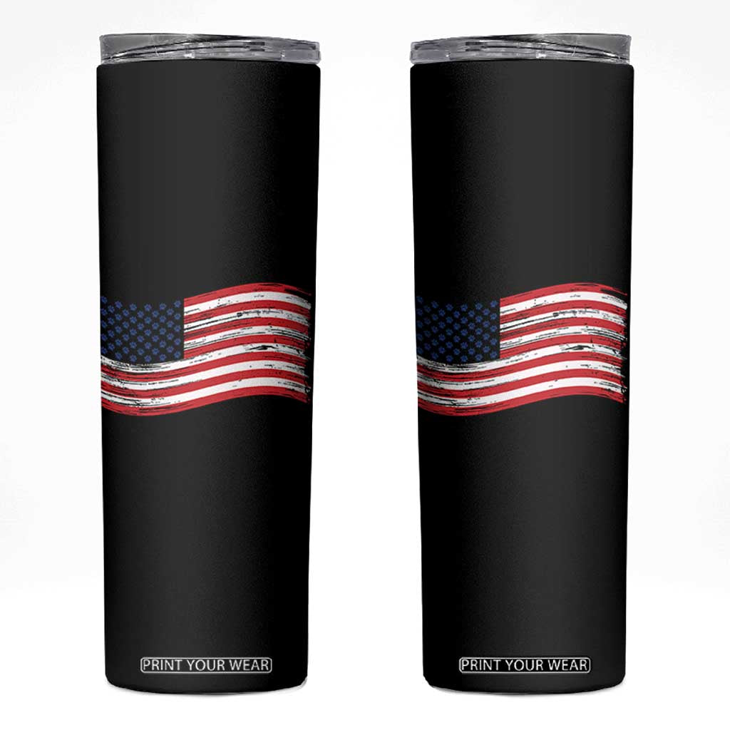 Vintage Patriotic American Flag Dog And Cat Paw Skinny Tumbler Gift For Pet Lover TS12 Black Print Your Wear