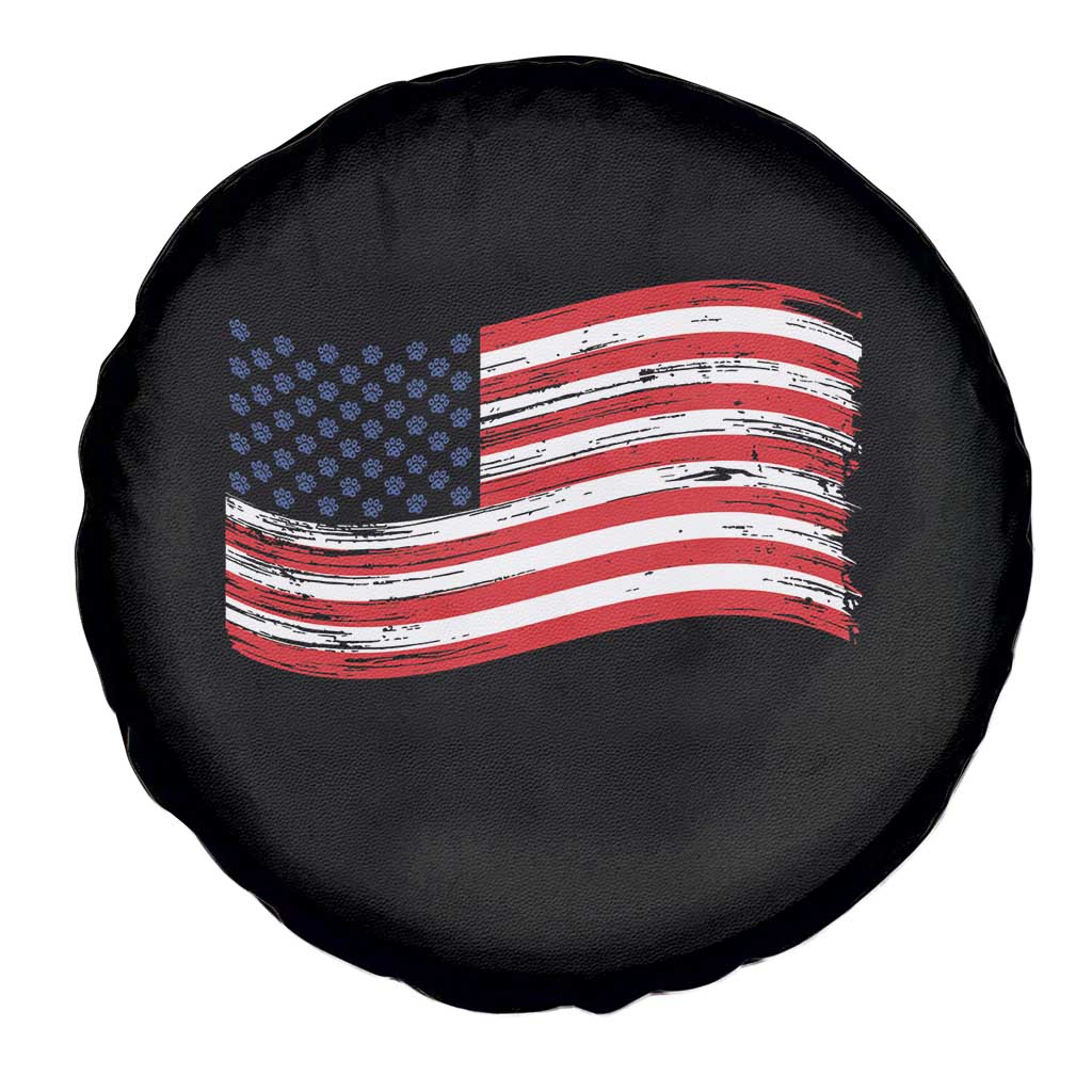 Vintage Patriotic American Flag Dog And Cat Paw Spare Tire Cover Gift For Pet Lover TS12 Print Your Wear