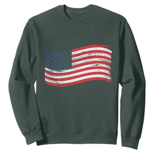 Vintage Patriotic American Flag Dog And Cat Paw Sweatshirt Gift For Pet Lover TS12 Dark Forest Green Print Your Wear