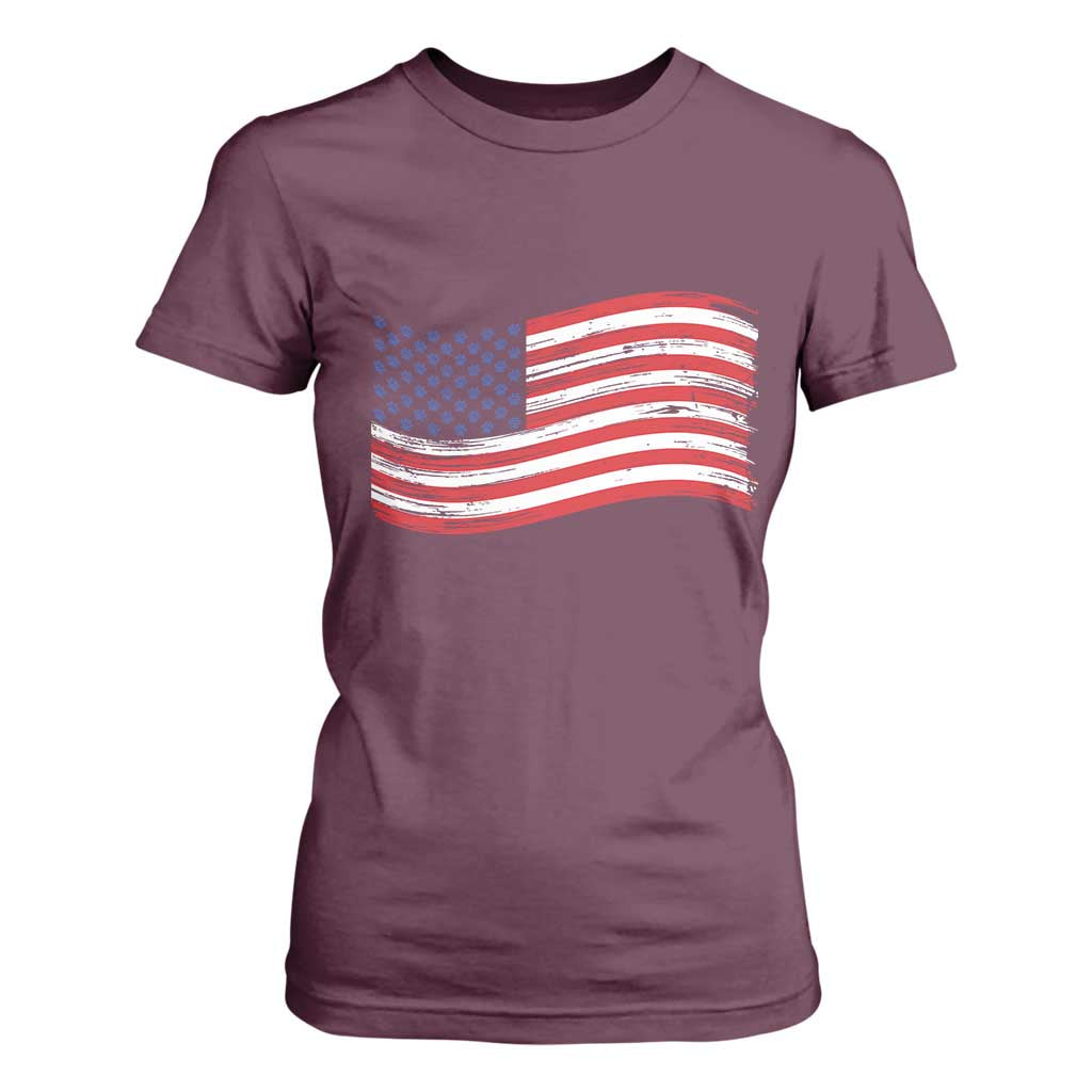 Vintage Patriotic American Flag Dog And Cat Paw T Shirt For Women Gift For Pet Lover TS12 Maroon Print Your Wear
