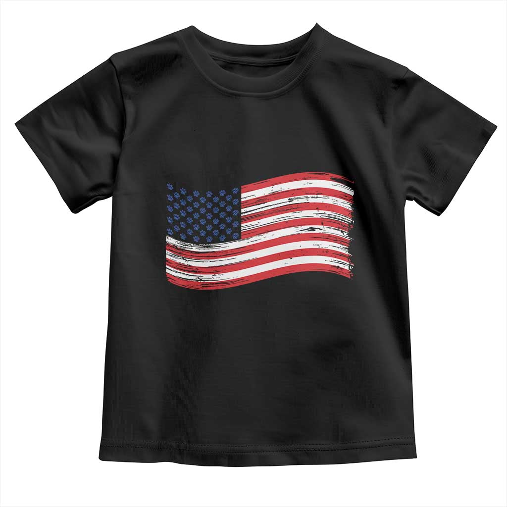 Vintage Patriotic American Flag Dog And Cat Paw Toddler T Shirt Gift For Pet Lover TS12 Black Print Your Wear