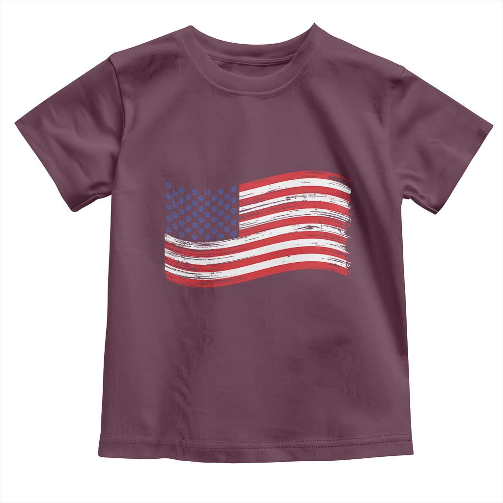 Vintage Patriotic American Flag Dog And Cat Paw Toddler T Shirt Gift For Pet Lover TS12 Maroon Print Your Wear