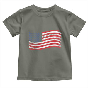 Vintage Patriotic American Flag Dog And Cat Paw Toddler T Shirt Gift For Pet Lover TS12 Military Green Print Your Wear