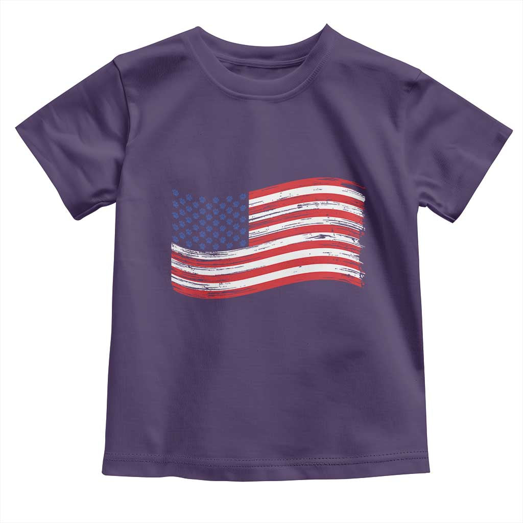 Vintage Patriotic American Flag Dog And Cat Paw Toddler T Shirt Gift For Pet Lover TS12 Purple Print Your Wear