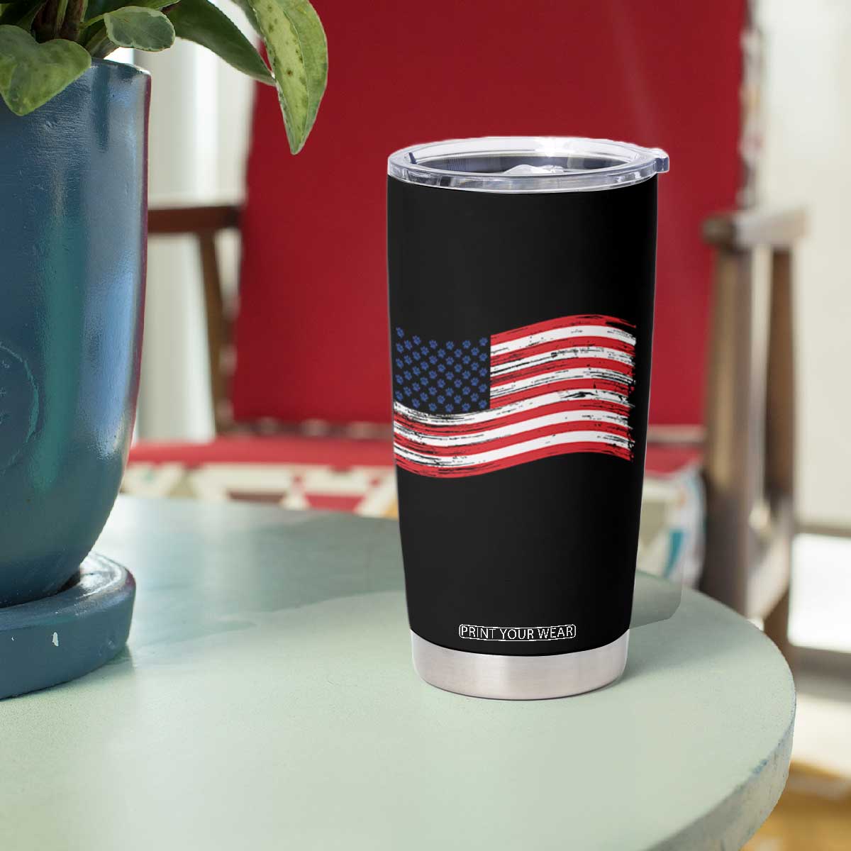 Vintage Patriotic American Flag Dog And Cat Paw Tumbler Cup Gift For Pet Lover TS12 Print Your Wear