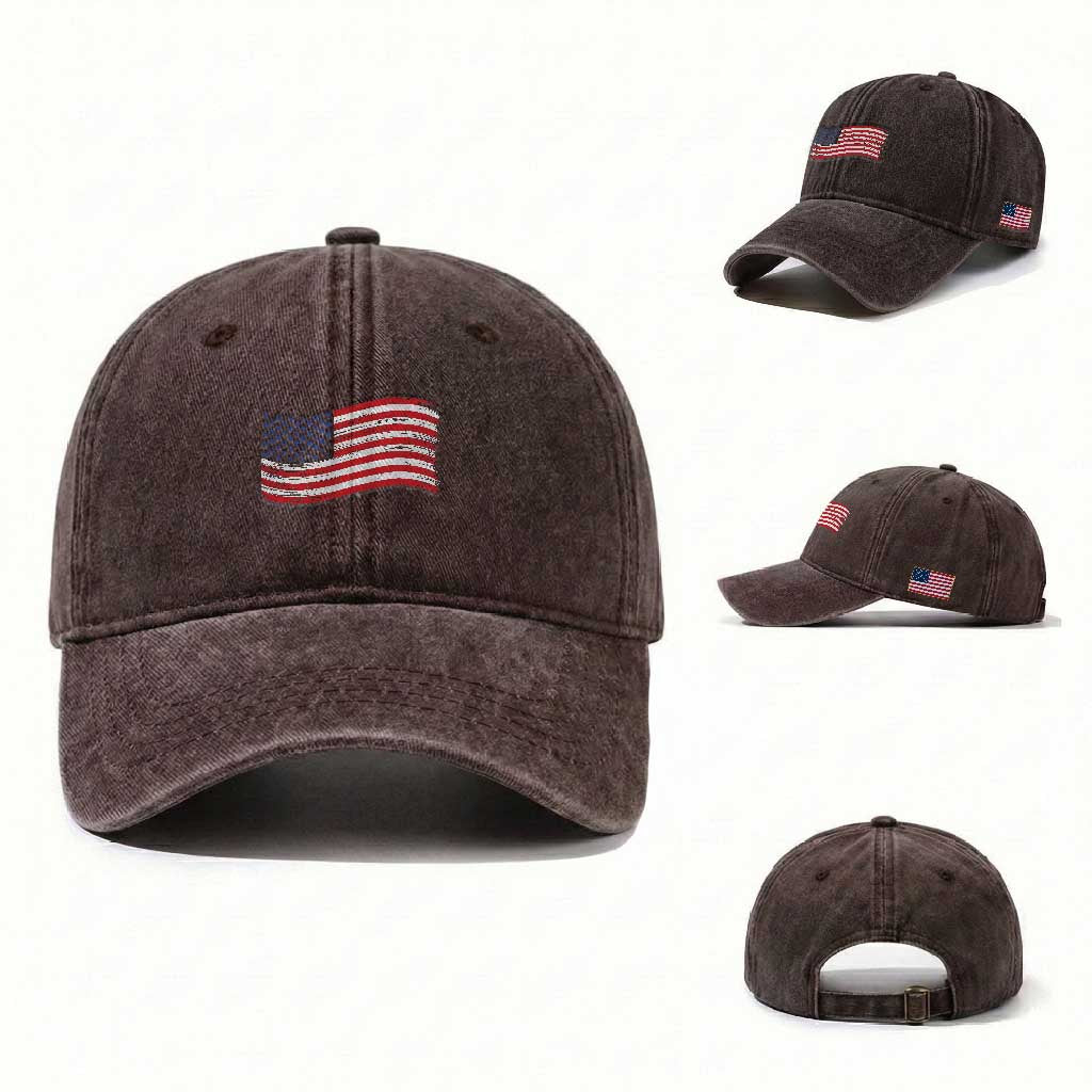 Vintage Patriotic American Flag Dog And Cat Paw Washed Cotton Baseball Cap Gift For Pet Lover TS12 Washed Cap Universal Fit Dark Brown Print Your Wear
