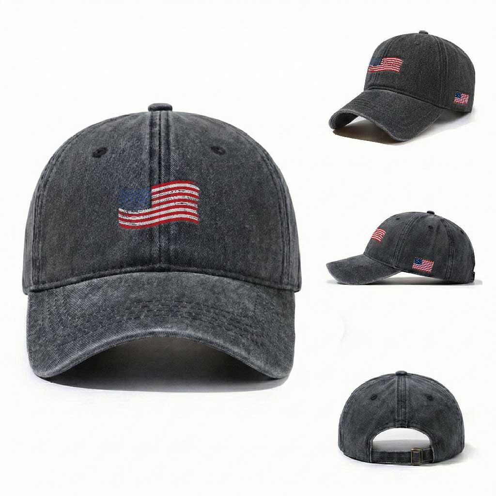 Vintage Patriotic American Flag Dog And Cat Paw Washed Cotton Baseball Cap Gift For Pet Lover TS12 Washed Cap Universal Fit Dark Gray Print Your Wear