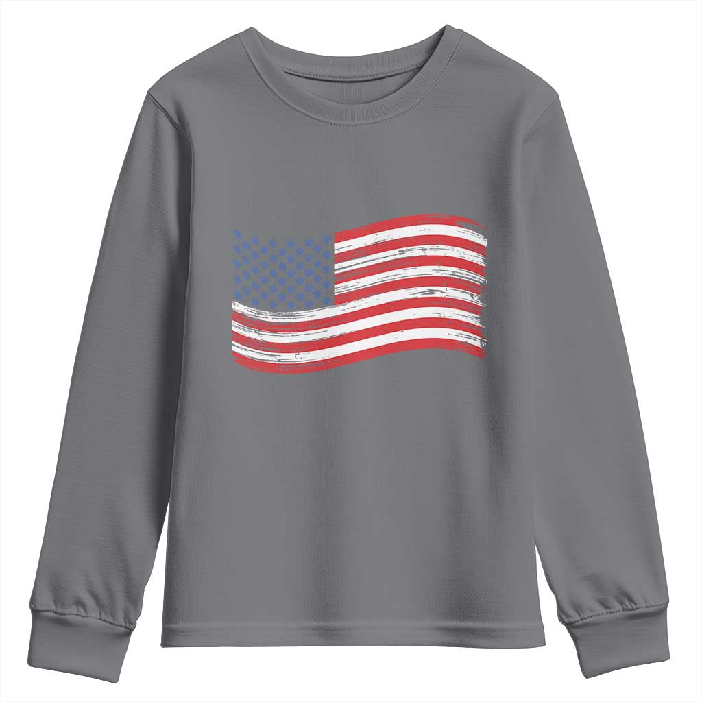 Vintage Patriotic American Flag Dog And Cat Paw Youth Sweatshirt Gift For Pet Lover TS12 Charcoal Print Your Wear
