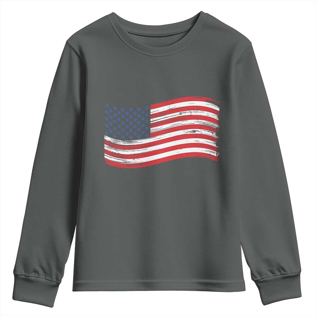 Vintage Patriotic American Flag Dog And Cat Paw Youth Sweatshirt Gift For Pet Lover TS12 Dark Heather Print Your Wear