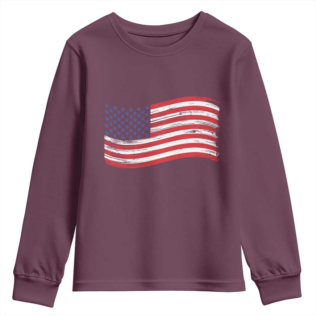 Vintage Patriotic American Flag Dog And Cat Paw Youth Sweatshirt Gift For Pet Lover TS12 Maroon Print Your Wear