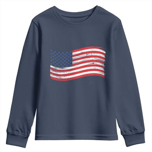 Vintage Patriotic American Flag Dog And Cat Paw Youth Sweatshirt Gift For Pet Lover TS12 Navy Print Your Wear