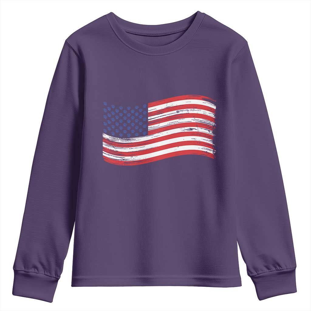 Vintage Patriotic American Flag Dog And Cat Paw Youth Sweatshirt Gift For Pet Lover TS12 Purple Print Your Wear
